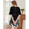 image:imageEkouaer Nightgowns for Women Short Sleeve Sleepshirts Crew Neck Nightshirts Color Block Pajamas Dress Soft SleepwearBlack Butterfly