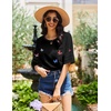 image:imageEkouaer Nightgowns for Women Short Sleeve Sleepshirts Crew Neck Nightshirts Color Block Pajamas Dress Soft SleepwearBlack Butterfly