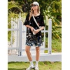 image:imageEkouaer Nightgowns for Women Short Sleeve Sleepshirts Crew Neck Nightshirts Color Block Pajamas Dress Soft SleepwearBlack Butterfly