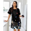 image:imageEkouaer Nightgowns for Women Short Sleeve Sleepshirts Crew Neck Nightshirts Color Block Pajamas Dress Soft SleepwearBlack Butterfly