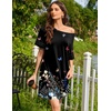 image:imageEkouaer Nightgowns for Women Short Sleeve Sleepshirts Crew Neck Nightshirts Color Block Pajamas Dress Soft SleepwearBlack Butterfly