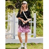 image:imageEkouaer Nightgowns for Women Short Sleeve Sleepshirts Crew Neck Nightshirts Color Block Pajamas Dress Soft SleepwearBlack Sakura