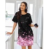 image:imageEkouaer Nightgowns for Women Short Sleeve Sleepshirts Crew Neck Nightshirts Color Block Pajamas Dress Soft SleepwearBlack Sakura