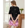 image:imageEkouaer Nightgowns for Women Short Sleeve Sleepshirts Crew Neck Nightshirts Color Block Pajamas Dress Soft SleepwearBlack Sakura