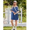 image:imageEkouaer Nightgowns for Women Short Sleeve Sleepshirts Crew Neck Nightshirts Color Block Pajamas Dress Soft SleepwearBlue