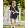 image:imageEkouaer Nightgowns for Women Short Sleeve Sleepshirts Crew Neck Nightshirts Color Block Pajamas Dress Soft SleepwearDark Grey