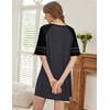 image:imageEkouaer Nightgowns for Women Short Sleeve Sleepshirts Crew Neck Nightshirts Color Block Pajamas Dress Soft SleepwearDark Grey