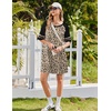 image:imageEkouaer Nightgowns for Women Short Sleeve Sleepshirts Crew Neck Nightshirts Color Block Pajamas Dress Soft SleepwearLeopard Print