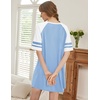 image:imageEkouaer Nightgowns for Women Short Sleeve Sleepshirts Crew Neck Nightshirts Color Block Pajamas Dress Soft SleepwearLight Blue