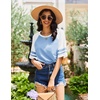 image:imageEkouaer Nightgowns for Women Short Sleeve Sleepshirts Crew Neck Nightshirts Color Block Pajamas Dress Soft SleepwearLight Blue