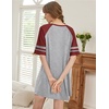image:imageEkouaer Nightgowns for Women Short Sleeve Sleepshirts Crew Neck Nightshirts Color Block Pajamas Dress Soft SleepwearLight Grey