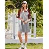 image:imageEkouaer Nightgowns for Women Short Sleeve Sleepshirts Crew Neck Nightshirts Color Block Pajamas Dress Soft SleepwearLight Grey