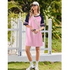 image:imageEkouaer Nightgowns for Women Short Sleeve Sleepshirts Crew Neck Nightshirts Color Block Pajamas Dress Soft SleepwearLight Pink