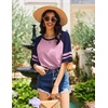 image:imageEkouaer Nightgowns for Women Short Sleeve Sleepshirts Crew Neck Nightshirts Color Block Pajamas Dress Soft SleepwearLight Pink