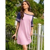 image:imageEkouaer Nightgowns for Women Short Sleeve Sleepshirts Crew Neck Nightshirts Color Block Pajamas Dress Soft SleepwearLight Pink