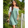 image:imageEkouaer Nightgowns for Women Short Sleeve Sleepshirts Crew Neck Nightshirts Color Block Pajamas Dress Soft SleepwearMint Green