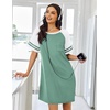 image:imageEkouaer Nightgowns for Women Short Sleeve Sleepshirts Crew Neck Nightshirts Color Block Pajamas Dress Soft SleepwearMint Green