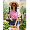 image:imageEkouaer Nightgowns for Women Short Sleeve Sleepshirts Crew Neck Nightshirts Color Block Pajamas Dress Soft SleepwearPeach Pink