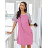 image:imageEkouaer Nightgowns for Women Short Sleeve Sleepshirts Crew Neck Nightshirts Color Block Pajamas Dress Soft SleepwearPeach Pink