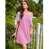 image:imageEkouaer Nightgowns for Women Short Sleeve Sleepshirts Crew Neck Nightshirts Color Block Pajamas Dress Soft SleepwearPeach Pink