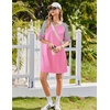 image:imageEkouaer Nightgowns for Women Short Sleeve Sleepshirts Crew Neck Nightshirts Color Block Pajamas Dress Soft SleepwearPeach Pink