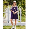 image:imageEkouaer Nightgowns for Women Short Sleeve Sleepshirts Crew Neck Nightshirts Color Block Pajamas Dress Soft SleepwearPurple