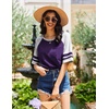 image:imageEkouaer Nightgowns for Women Short Sleeve Sleepshirts Crew Neck Nightshirts Color Block Pajamas Dress Soft SleepwearPurple