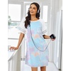image:imageEkouaer Nightgowns for Women Short Sleeve Sleepshirts Crew Neck Nightshirts Color Block Pajamas Dress Soft SleepwearPurple Tie Dye