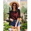 image:imageEkouaer Nightgowns for Women Short Sleeve Sleepshirts Crew Neck Nightshirts Color Block Pajamas Dress Soft SleepwearWine Red