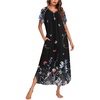 image:imageEkouaer Long Nightgown Womens Loungewear Short Sleeve Sleepwear Full Length Sleep Shirt with PocketsBlack Butterfly Floral