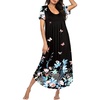 image:imageEkouaer Long Nightgowns for Women Plus Size House Dress Short Sleeve Night Gown Pleated Full Length Loungwear S4XLBlack Butterfly