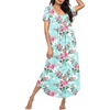 image:imageEkouaer Long Nightgowns for Women Plus Size House Dress Short Sleeve Night Gown Pleated Full Length Loungwear S4XLRose Flower