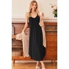 image:imageEkouaer Womens Sleeveless Nightgown Full Slip Nightshirt Print Nightwear Full Length Loungewear Soft NightdressBlack