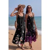 image:imageEkouaer Womens Sleeveless Nightgown Full Slip Nightshirt Print Nightwear Full Length Loungewear Soft NightdressBlack Little Flowers