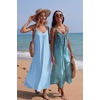 image:imageEkouaer Womens Sleeveless Nightgown Full Slip Nightshirt Print Nightwear Full Length Loungewear Soft NightdressClear Blue