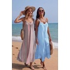 image:imageEkouaer Womens Sleeveless Nightgown Full Slip Nightshirt Print Nightwear Full Length Loungewear Soft NightdressColor Vertical Stripes