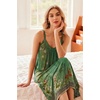 image:imageEkouaer Womens Sleeveless Nightgown Full Slip Nightshirt Print Nightwear Full Length Loungewear Soft NightdressGreen Ethnic Style