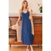 image:imageEkouaer Womens Sleeveless Nightgown Full Slip Nightshirt Print Nightwear Full Length Loungewear Soft NightdressNavy