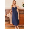 image:imageEkouaer Womens Sleeveless Nightgown Full Slip Nightshirt Print Nightwear Full Length Loungewear Soft NightdressNavy Blue