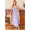 image:imageEkouaer Womens Sleeveless Nightgown Full Slip Nightshirt Print Nightwear Full Length Loungewear Soft NightdressPurple Dots
