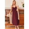 image:imageEkouaer Womens Sleeveless Nightgown Full Slip Nightshirt Print Nightwear Full Length Loungewear Soft NightdressWine Red