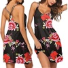 image:imageEkouaer Womens V Neck Sleeveless NightgownBlack Red Floral