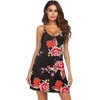 image:imageEkouaer Womens V Neck Sleeveless NightgownBlack Red Floral