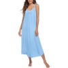 image:imageEkouaer Womens Sleeveless Nightgown Full Slip Nightshirt Print Nightwear Full Length Loungewear Soft NightdressClear Blue