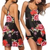 image:imageEkouaer Womens V Neck Sleeveless NightgownBlack Red Floral