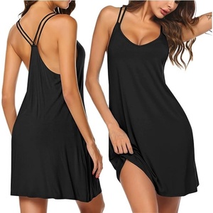image:imageEkouaer Womens V Neck Sleeveless NightgownBlack