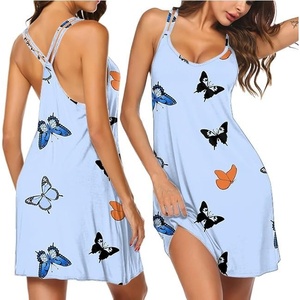 image:imageEkouaer Womens V Neck Sleeveless NightgownLight Blue Butterfly