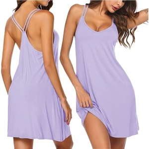 image:imageEkouaer Womens V Neck Sleeveless NightgownLilac