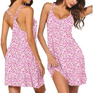 image:imageEkouaer Womens V Neck Sleeveless NightgownPink Floral