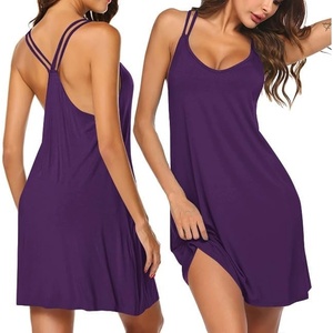 image:imageEkouaer Womens V Neck Sleeveless NightgownPurple